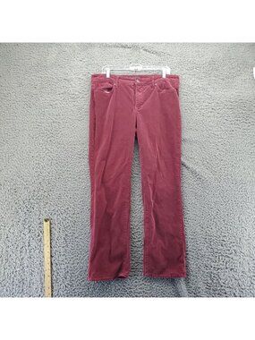 NYDJ Jeans Womens 12 Red Corduroy Marilyn Straight Five Pocket Stretch